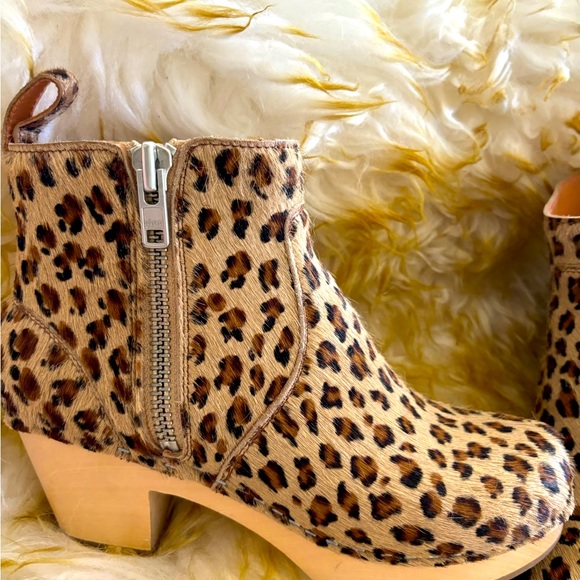 Swedish Hasbeens Boots Zip It Emy Clog Leopard Ankle Bootie - Picture 10 of 10